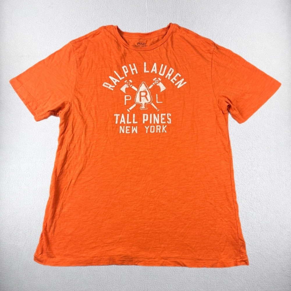 Polo Ralph Lauren T-Shirt Kids Boys XL Orange Tall Pines New York Graphic Tee